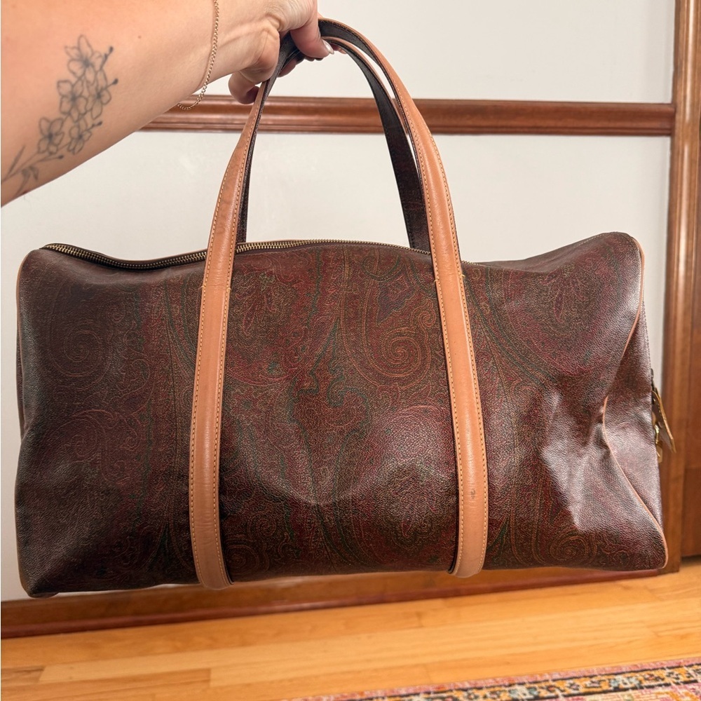 Etro Leather Paisley 48 Hour Weekender Bag🤎 - Picture 5 of 12